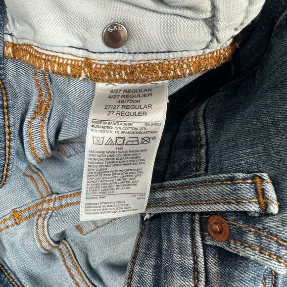 Gap Jeans Women's 27R S Blue Denim Distressed Legging Skimmer 5-Pocket Whisker - Picture 3 of 9